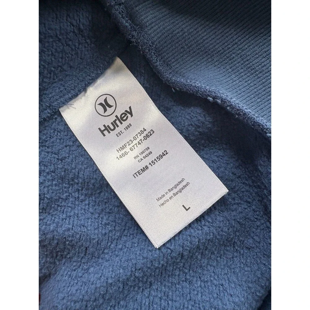 Hurley Men’s Graphic Fleece Lined Hoodie Blue Size Large L - Picture 5 of 5